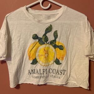 Social Culture Oversized Crop T Shirt Women M White Short Sleeve Lemon Amalfi